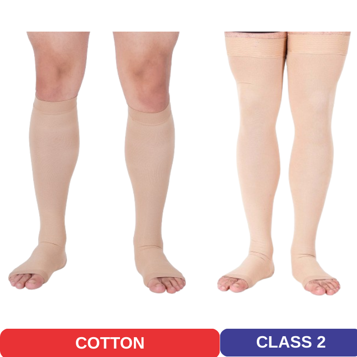 Medtex Class-2 Cotton compression stockings for Varicose Veins - Knee/Thigh Length