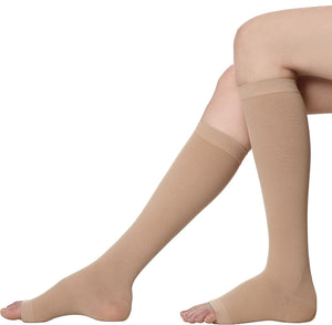 Medtex Class 2 microfiber compression stockings for varicose veins, thigh length, beige color