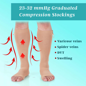 Zipper stockings,Class-2 compression stockings for varicose veins,Knee length,Below knee stockings, Zip up stockings