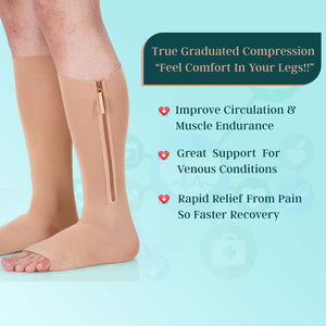 Zipper stockings,Class-2 compression stockings for varicose veins,Knee length,Below knee stockings, Zip up stockings