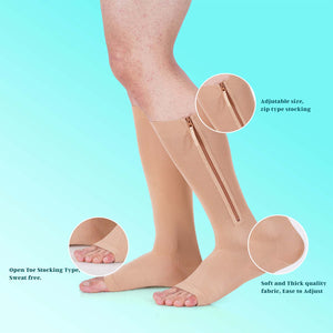 Zipper stockings,Class-2 compression stockings for varicose veins,Knee length,Below knee stockings, Zip up stockings