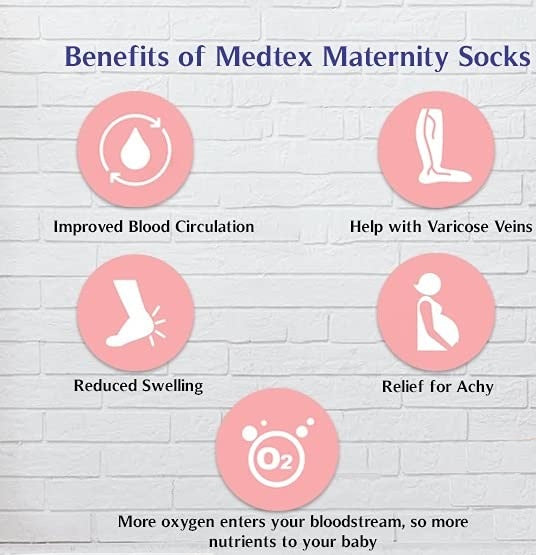 Medtex maternity compression socks for pregnancy leg support,For varicoe veins, swelling relief, and improved circulation"