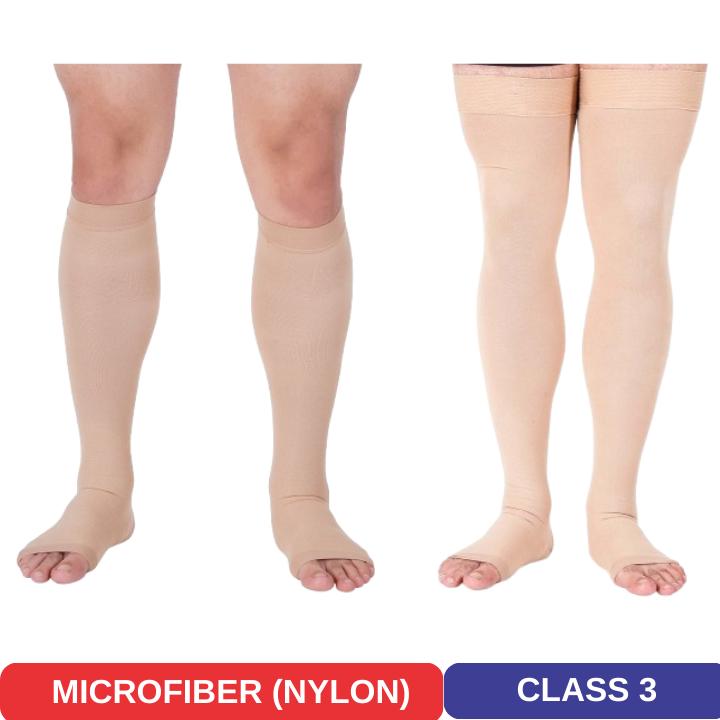 Class 3 Compression Stockings for Lymphedema & Varicose Veins – Medical Graduated Compression (Knee / Thigh Length)