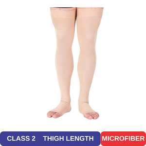 Medtex Class-2 microfiber compression stockings, thigh length
