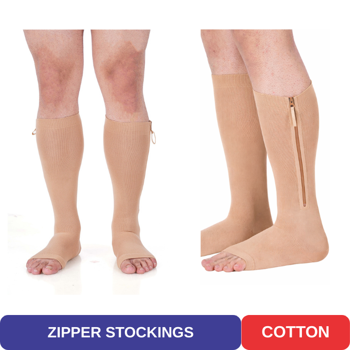 Class 2 Zipper Compression Stockings for Varicose Veins – Cotton Fabric Medical Stockings with Side Zipper