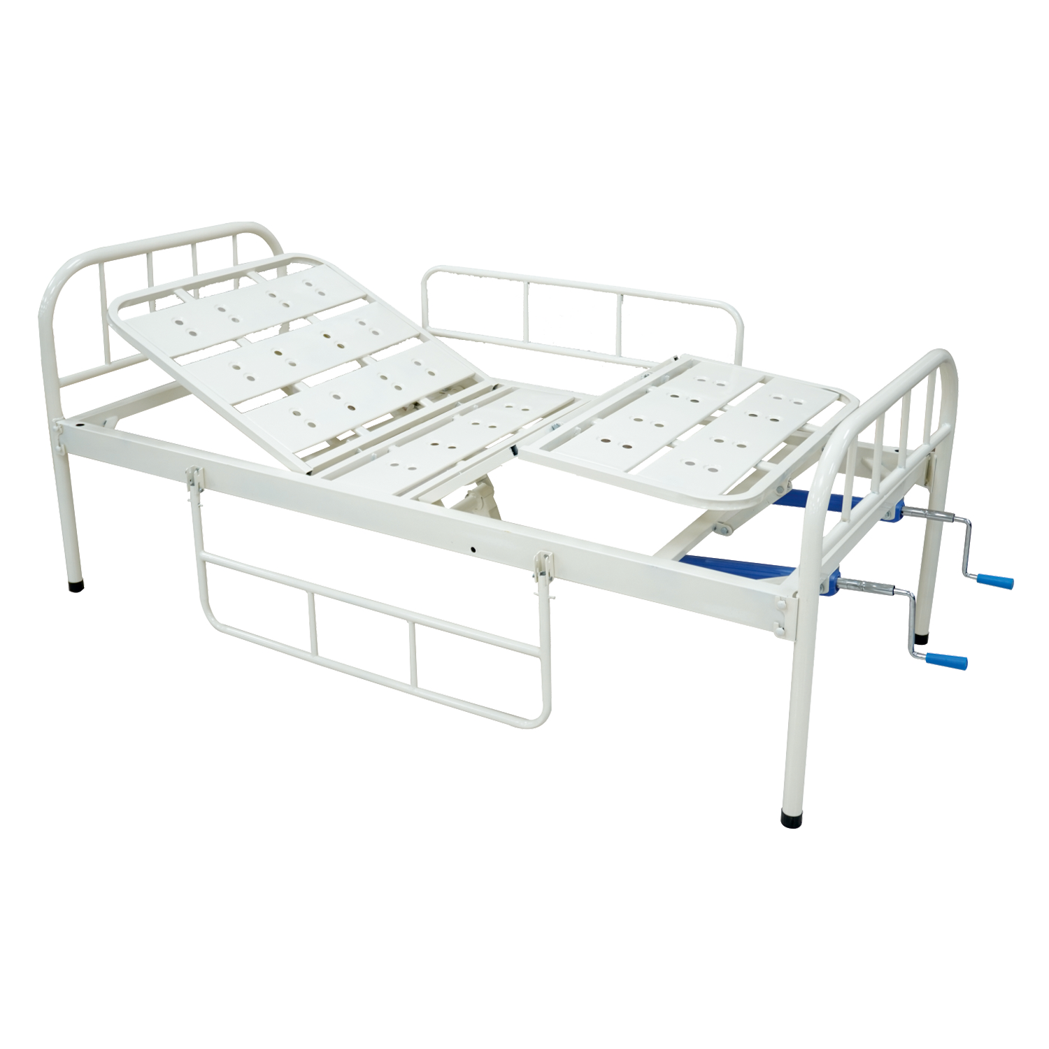 Medtex Fowler Cot with Imported Castors, Boards & Railings – Manual Two-Function Hospital Bed