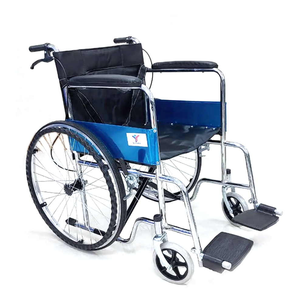 Medtex Light Weight Regular Foldable Chromed Steel Wheelchair for Adults | Wheel chairs for old people