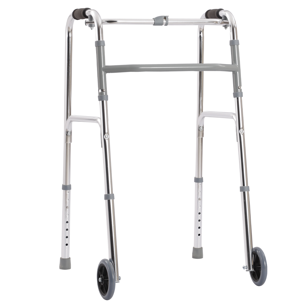 Medtex Foldable Reciprocating Walker with Wheels – Lightweight Aluminum Mobility Aid