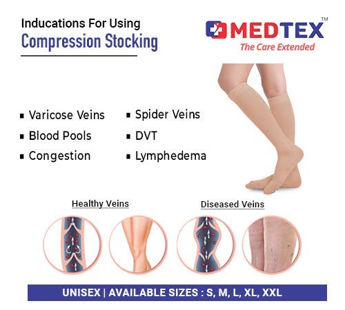 Medtex Class-2 compression stockings for varicose veins,Knee length,Below knee stockings, Thigh Length stockings cotton compression stockings