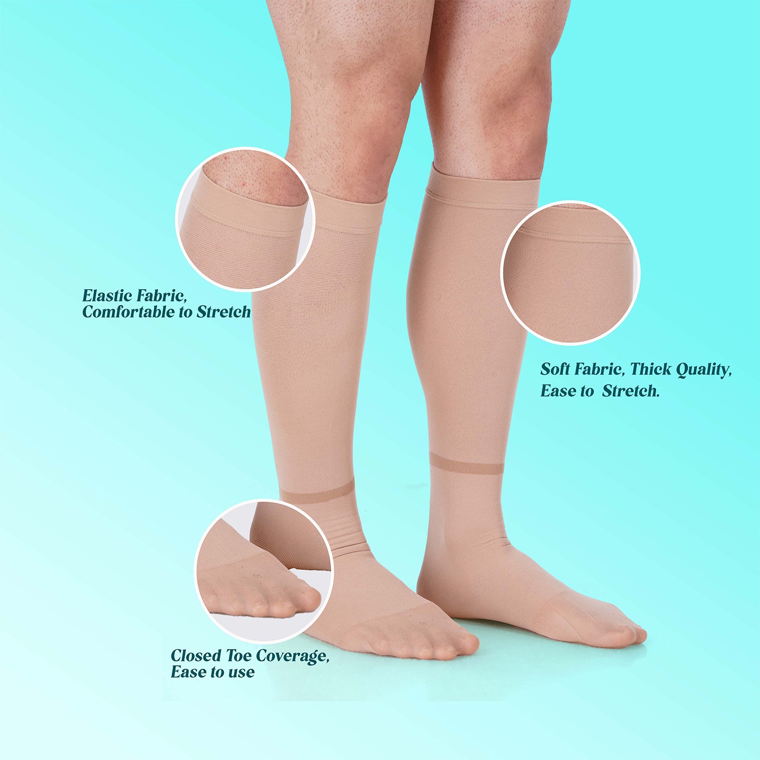 Medtex anti-embolism stockings for DVT prevention, TED stockings in skin color-Knee Length
