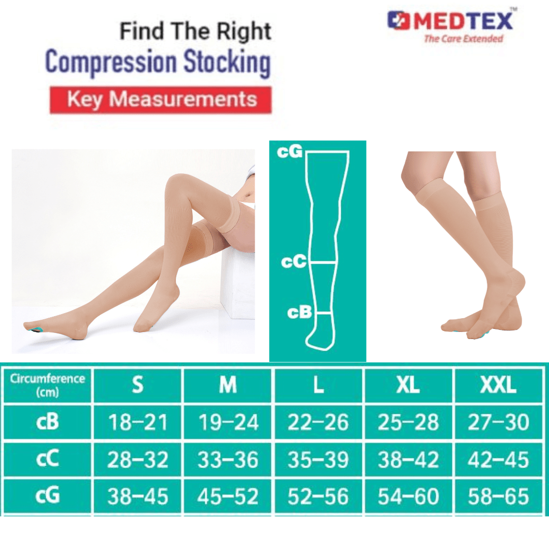 Medtex anti-embolism stockings for DVT prevention, TED stockings in skin color