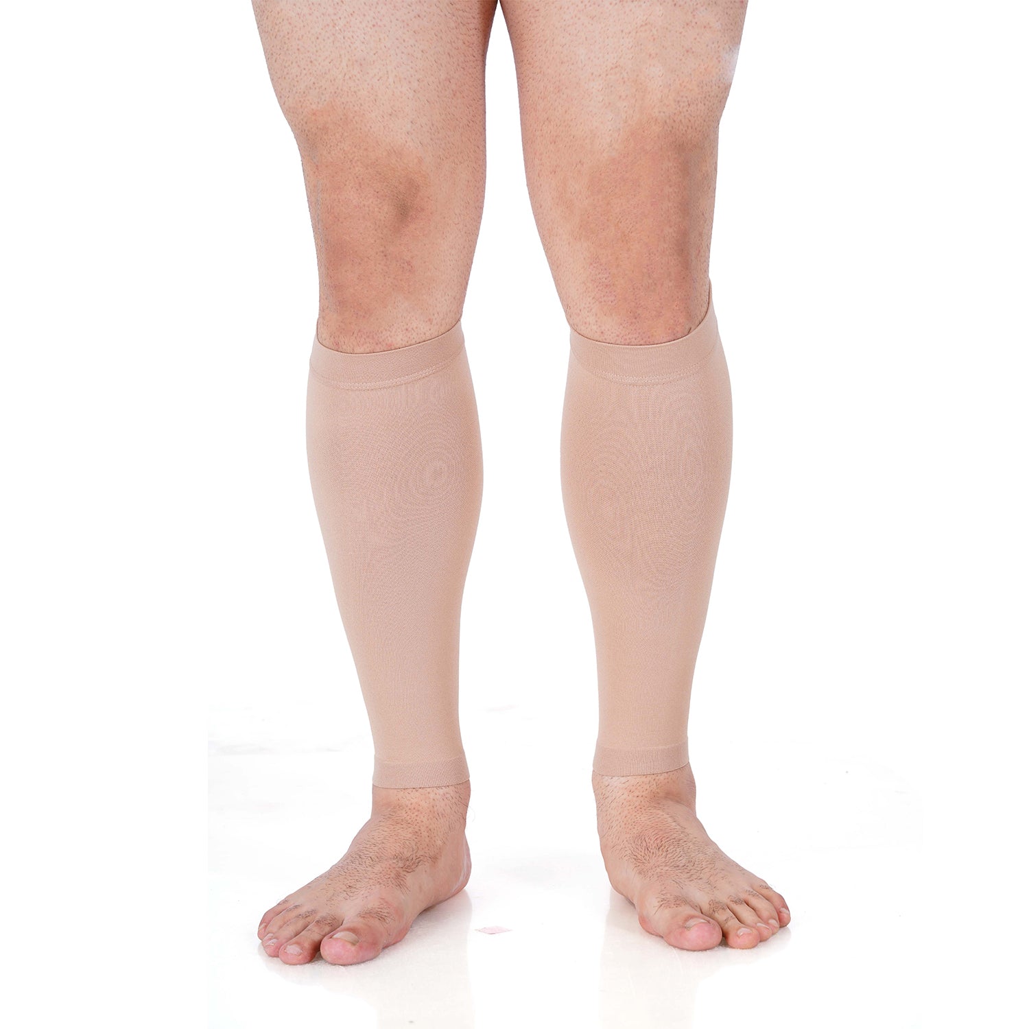 Medtex calf compression sleeve for muscle support, beige color