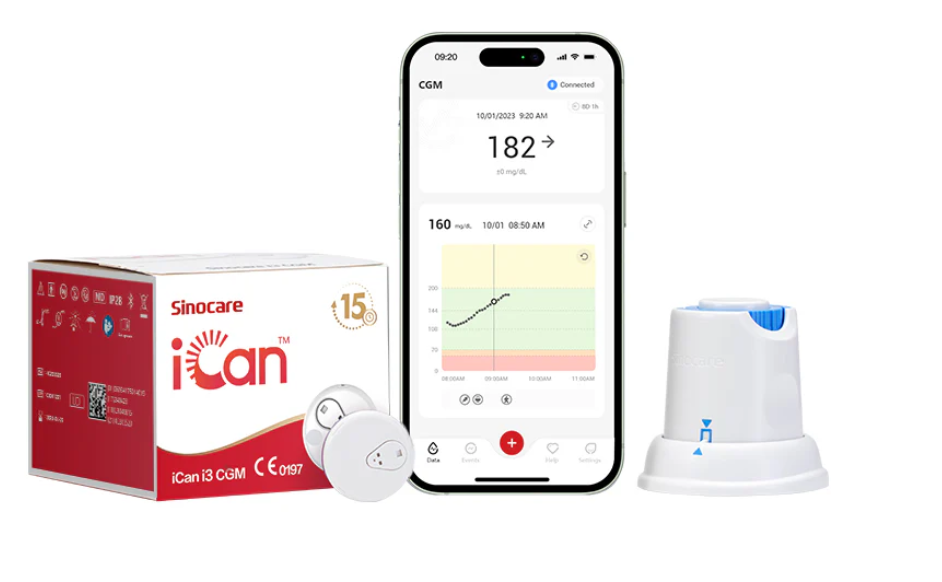 Sinocare iCan i3 CGM 15 Days Continuous Glucose Monitoring Automatical Measuring via iCan CGM App
